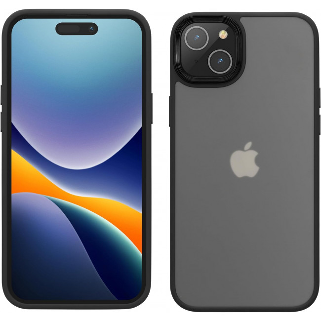 KW iPhone 15 Plus Shockproof Σκληρή Θήκη με Πλαίσιο Σιλικόνης - Black / Matte Ημιδιάφανη - 61962.01