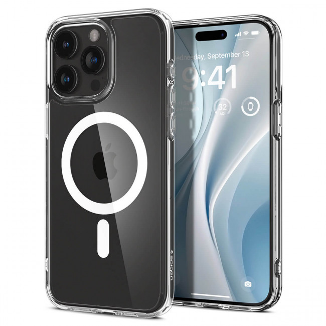 Spigen iPhone 15 Pro Max Crystal Hybrid Mag Σκληρή Θήκη με Πλαίσιο Σιλικόνης Και MagSafe - White