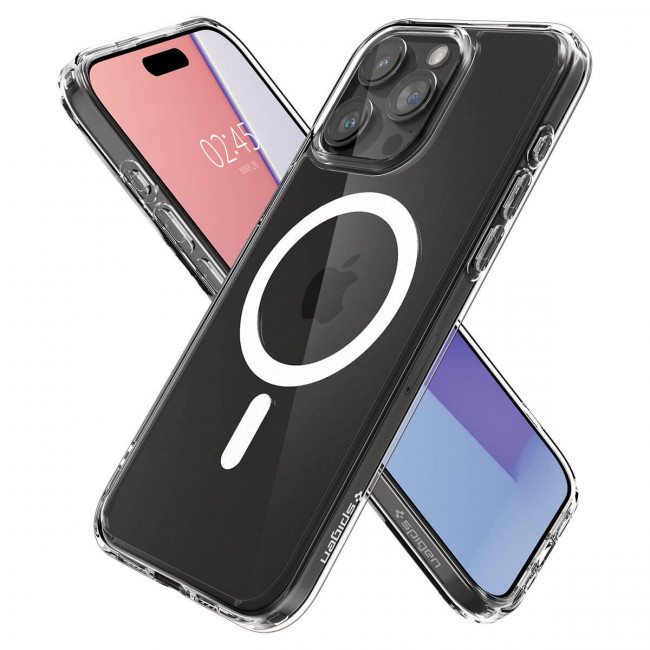 Spigen iPhone 15 Pro Max Crystal Hybrid Mag Σκληρή Θήκη με Πλαίσιο Σιλικόνης Και MagSafe - White