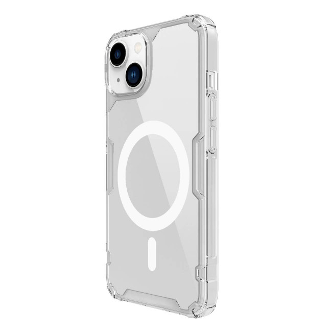 Nillkin iPhone 15 Plus Nature Pro Magnetic - Σκληρή Θήκη με Πλαίσιο Σιλικόνης και MagSafe - Διάφανη / White