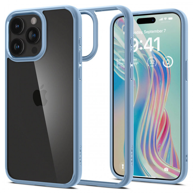 Spigen iPhone 15 Pro Max Crystal Hybrid Σκληρή Θήκη με Πλαίσιο Σιλικόνης - Sierra Blue