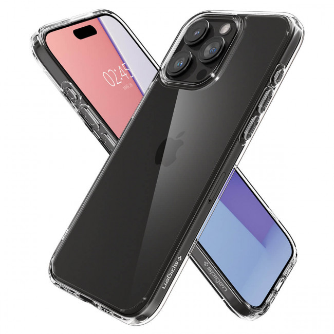 Spigen iPhone 15 Pro Max Crystal Hybrid Σκληρή Θήκη με Πλαίσιο Σιλικόνης - Crystal Clear