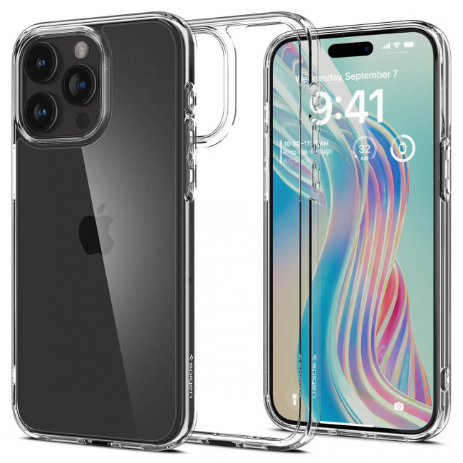 Spigen iPhone 15 Pro Crystal Hybrid Σκληρή Θήκη με Πλαίσιο Σιλικόνης - Crystal Clear