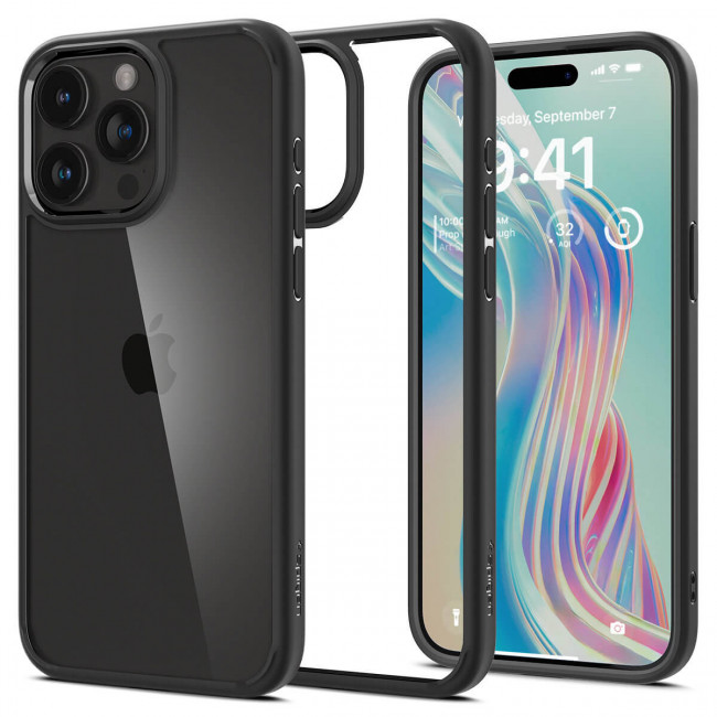 Spigen iPhone 15 Pro Crystal Hybrid Σκληρή Θήκη με Πλαίσιο Σιλικόνης - Matte Black