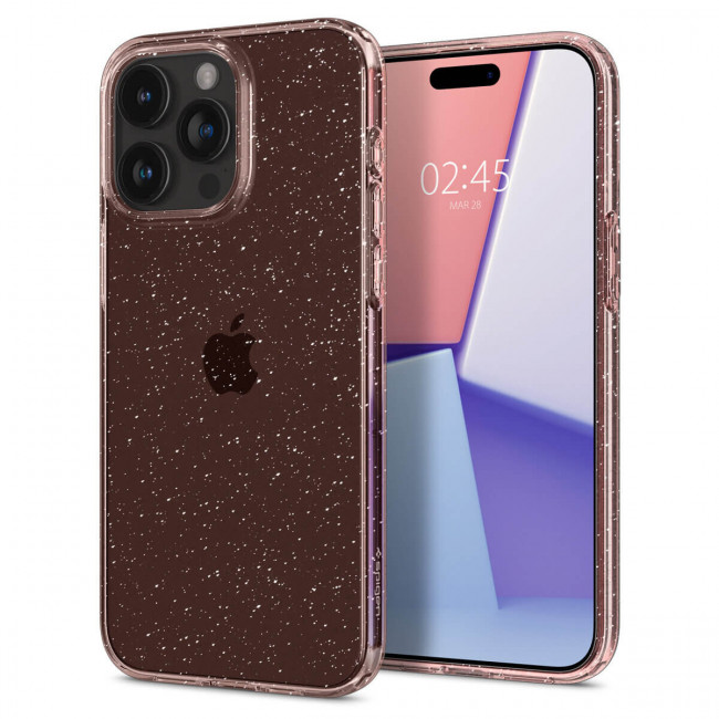 Spigen iPhone 15 Pro Max Liquid Crystal Θήκη Σιλικόνης - Glitter Rose