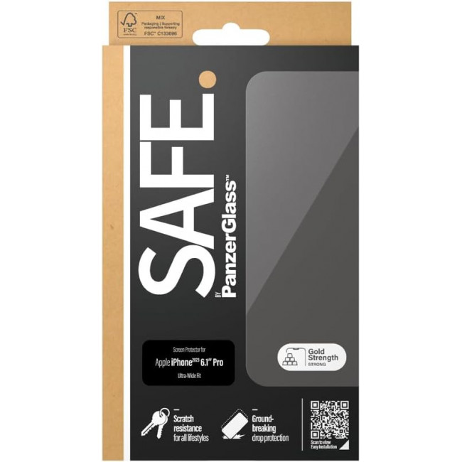 SAFE by PanzerGlass iPhone 15 Pro Ultra-Wide Fit Case Friendly Full Screen Αντιχαρακτικό Γυαλί Οθόνης - Διάφανο - SAFE95535