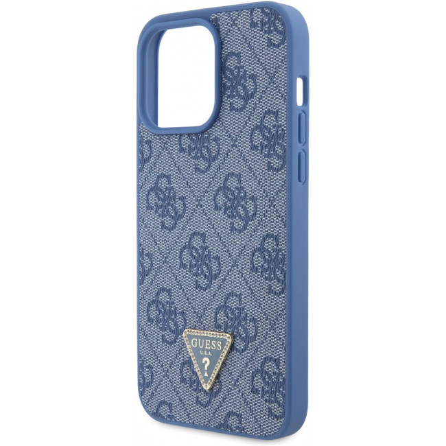 Guess iPhone 15 Pro Max - Crossbody 4G Metal Logo Θήκη με Επένδυση Συνθετικού Δέρματος και Λουράκι - Blue - GUHCP15XP4TDSCPB