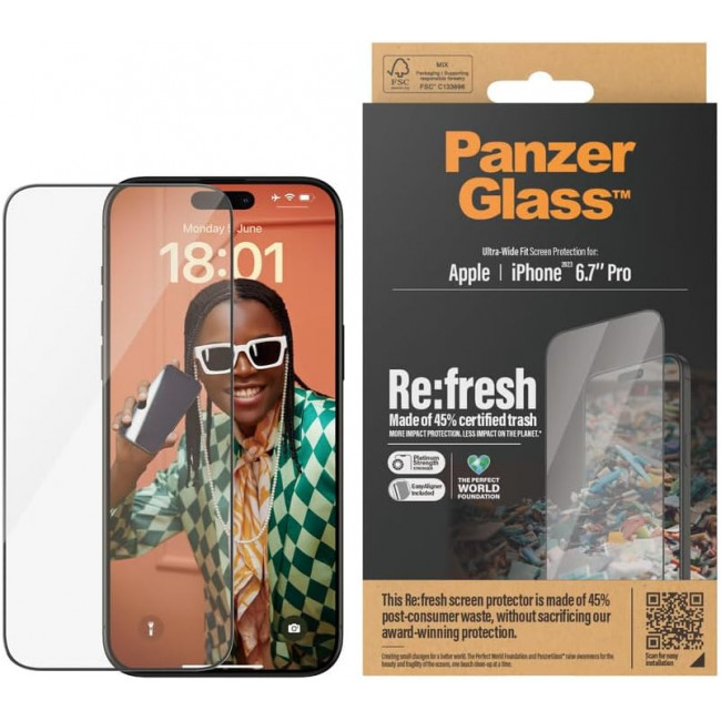 PanzerGlass iPhone 15 Pro Max Refresh Ultra-Wide Fit Easy Aligner Full Screen Αντιχαρακτικό Γυαλί Οθόνης - Black