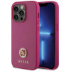 Guess iPhone 15 Pro 4G Strass Metal Logo Θήκη με Επένδυση Συνθετικού Δέρματος - Pink - GUHCP15LPS4DGPP