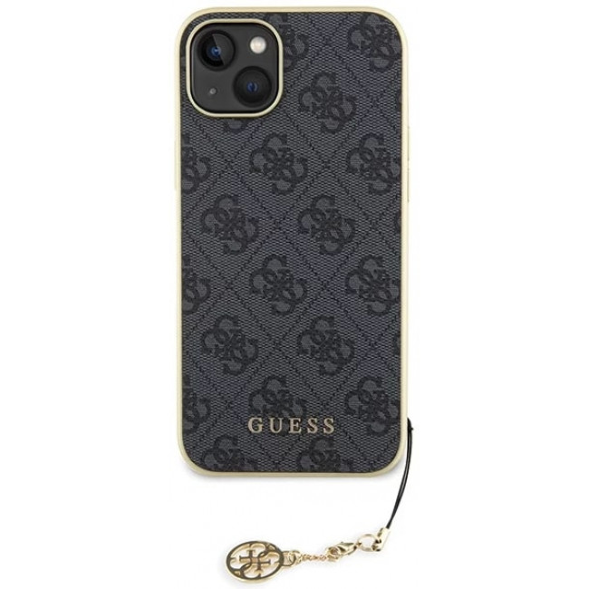 Guess iPhone 15 Plus - 4G Charms Collection Θήκη με Επένδυση Συνθετικού Δέρματος - Grey - GUHCP15MGF4GGR