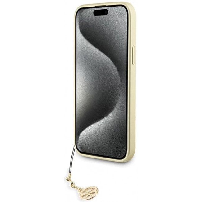 Guess iPhone 15 Plus - 4G Charms Collection Θήκη με Επένδυση Συνθετικού Δέρματος - Grey - GUHCP15MGF4GGR