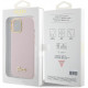 Guess iPhone 15 Silicone Script Metal Logo and Frame Σκληρή Θήκη με Πλαίσιο Σιλικόνης - Pink - GUHCP15SSMBSLP