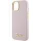 Guess iPhone 15 Silicone Script Metal Logo and Frame Σκληρή Θήκη με Πλαίσιο Σιλικόνης - Pink - GUHCP15SSMBSLP