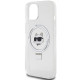 Karl Lagerfeld iPhone 15 Plus Ring Stand Choupette Head MagSafe Σκληρή Θήκη με Πλαίσιο Σιλικόνης και MagSafe - Διάφανη / Silver - KLHMP15MHMRSCHH