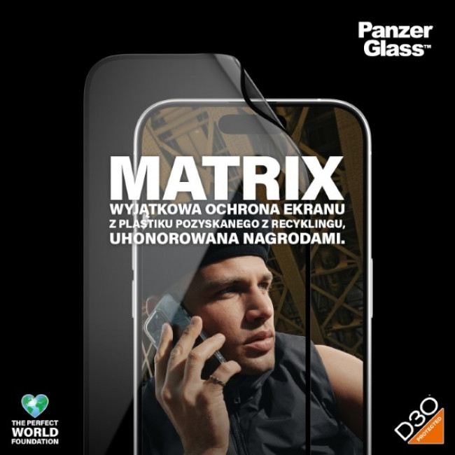 PanzerGlass iPhone 15 Pro Matrix D3O Ultra-Wide Fit Easy Aligner 6H Ευλύγιστο Αντιχαρακτικό Γυαλί Οθόνης - Black