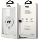 Karl Lagerfeld iPhone 15 Pro Ring Stand Choupette Head MagSafe Σκληρή Θήκη με Πλαίσιο Σιλικόνης και MagSafe - Διάφανη / Silver - KLHMP15LHMRSCHH