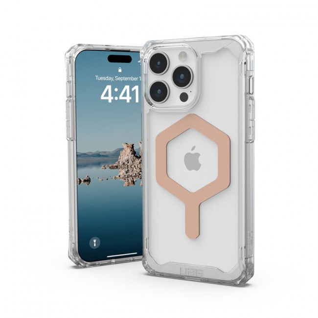 UAG iPhone 15 Pro Max Plyo Series Θήκη Υψηλής Προστασίας με MagSafe - Ice / Rose Gold - Διάφανη