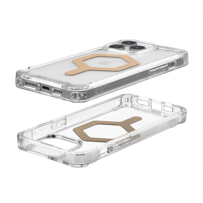 UAG iPhone 15 Pro Max Plyo Series Θήκη Υψηλής Προστασίας με MagSafe - Ice / Gold - Διάφανη