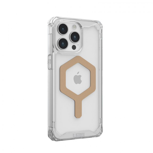 UAG iPhone 15 Pro Max Plyo Series Θήκη Υψηλής Προστασίας με MagSafe - Ice / Gold - Διάφανη