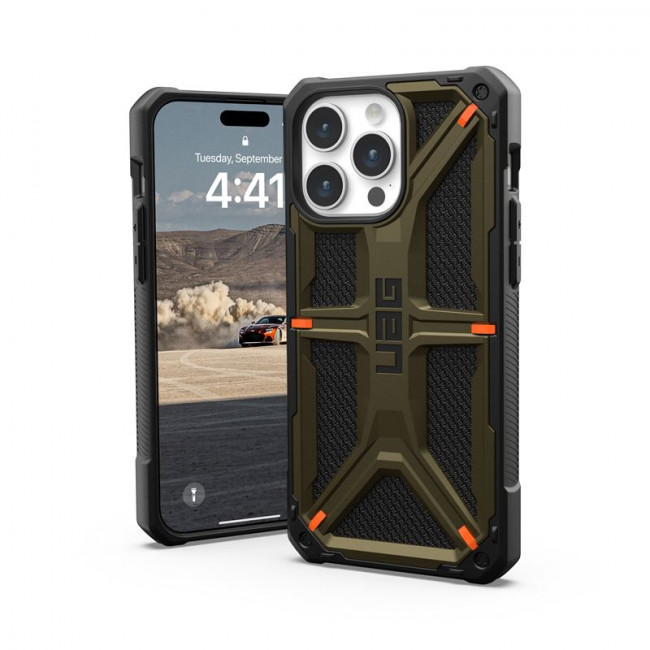 UAG iPhone 15 Pro Max Monarch Kevlar Series Σκληρή Θήκη - Kevlar Element Green