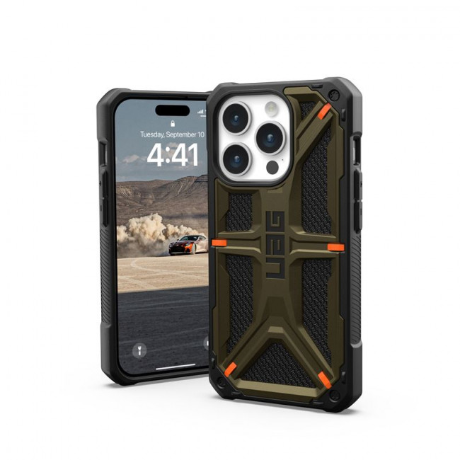 UAG iPhone 15 Pro Monarch Kevlar Series Σκληρή Θήκη - Kevlar Element Green