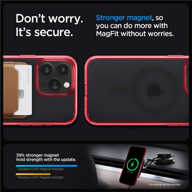 Spigen iPhone 15 Pro Ultra Hybrid Mag Σκληρή Θήκη με Πλαίσιο Σιλικόνης Και MagSafe - Frost Deep Red