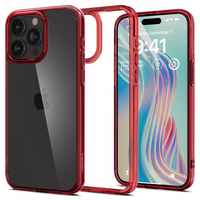 Spigen iPhone 15 Pro Ultra Hybrid Σκληρή Θήκη με Πλαίσιο Σιλικόνης - Deep Red