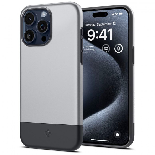 Spigen iPhone 15 Pro Style Armor Mag Σκληρή Θήκη με MagSafe - Classic Silver