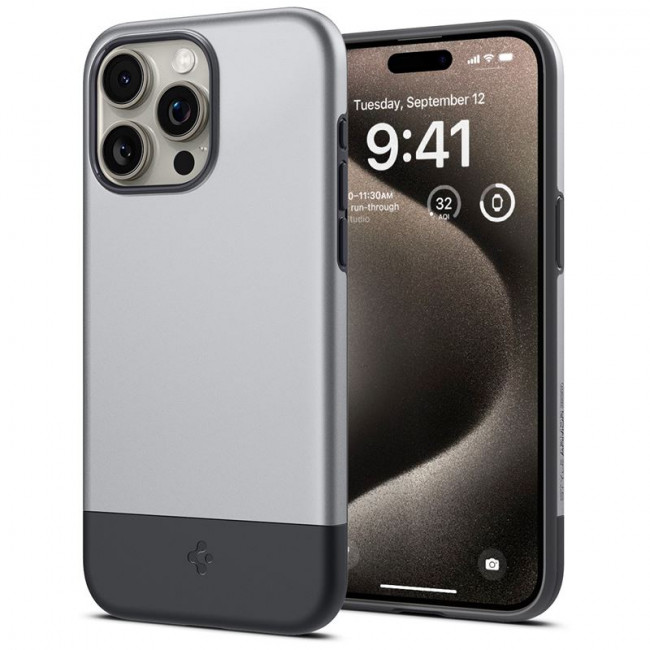 Spigen iPhone 15 Pro Style Armor Mag Σκληρή Θήκη με MagSafe - Classic Silver