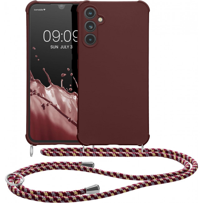 KW Samsung Galaxy A34 5G Θήκη Σιλικόνης TPU με Λουράκι - Bordeaux Purple - 60820.187