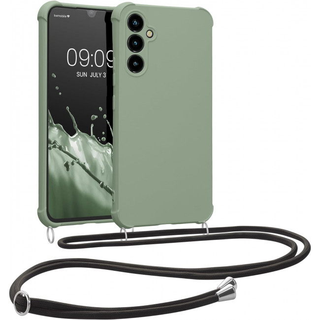 KW Samsung Galaxy A34 5G Θήκη Σιλικόνης TPU με Λουράκι - Grey Green - 60820.172