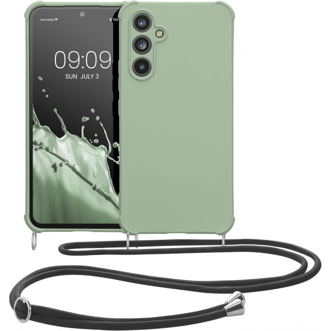 KW Samsung Galaxy A54 5G Θήκη Σιλικόνης TPU με Λουράκι - Grey Green - 60805.172