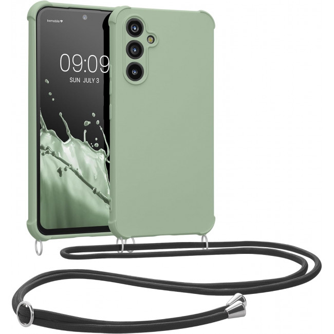 KW Samsung Galaxy A54 5G Θήκη Σιλικόνης TPU με Λουράκι - Grey Green - 60805.172