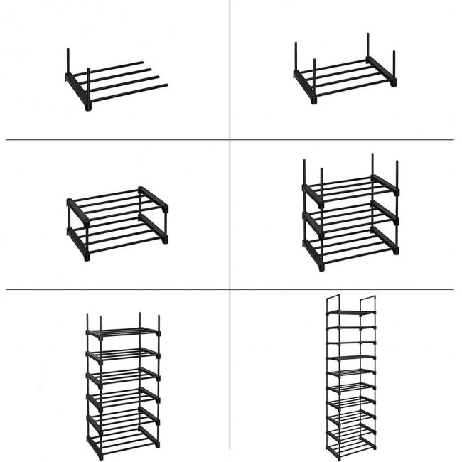 Songmics Μεταλλική Παπουτσοθήκη με 10 Ράφια - Black - LSA25BK
