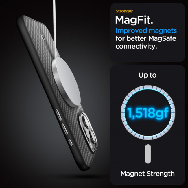 Spigen iPhone 15 Pro Max Enzo Aramid Mag Σκληρή Θήκη Aramid Fiber με MagSafe - Matte Black