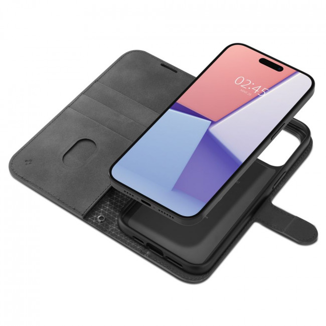 Spigen iPhone 15 Pro Max Wallet S Pro Θήκη Πορτοφόλι Stand από Δερματίνη - Black