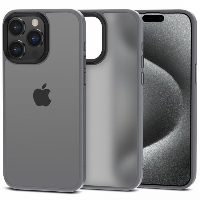 Tech-Protect iPhone 15 Pro MagMat Σκληρή Θήκη με Πλαίσιο Σιλικόνης - Matte Titanium / Ημιδιάφανη