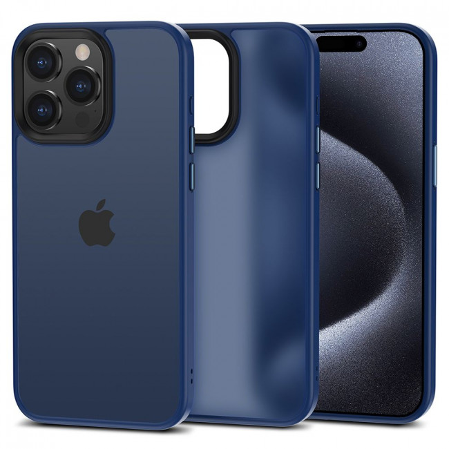 Tech-Protect iPhone 15 Pro Max MagMat Σκληρή Θήκη με Πλαίσιο Σιλικόνης - Matte Navy / Ημιδιάφανη