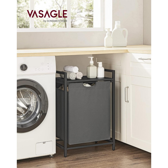 Vasagle Καλάθι Απλύτων με Ράφι - 65L - Black / Grey - BLH101G01