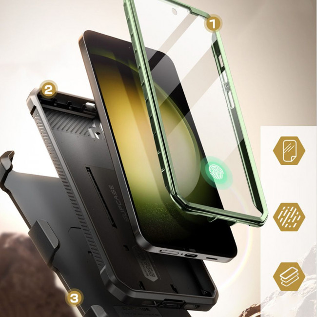 Supcase Samsung Galaxy S24 Unicorn Beetle Pro 2 Σκληρή Θήκη με Προστασία Οθόνης και Stand - Green