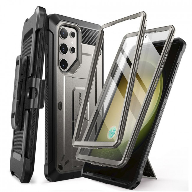 Supcase Samsung Galaxy S24 Ultra Unicorn Beetle Pro 2 Σκληρή Θήκη με Προστασία Οθόνης και Stand - Grey