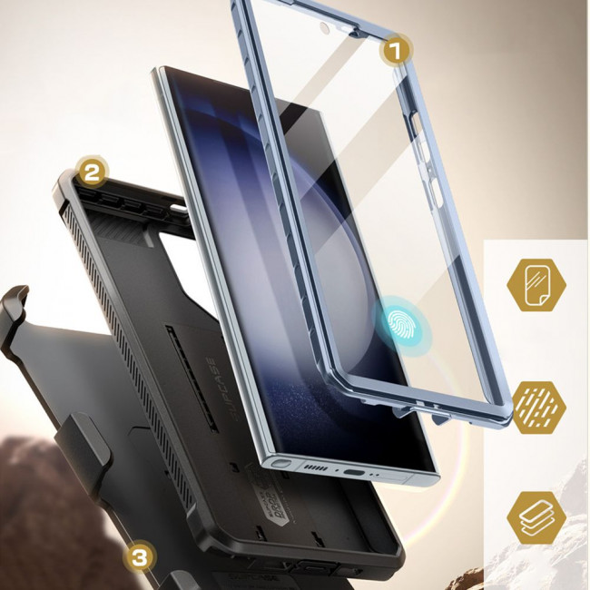 Supcase Samsung Galaxy S24 Ultra Unicorn Beetle Pro 2 Σκληρή Θήκη με Προστασία Οθόνης και Stand - Blue