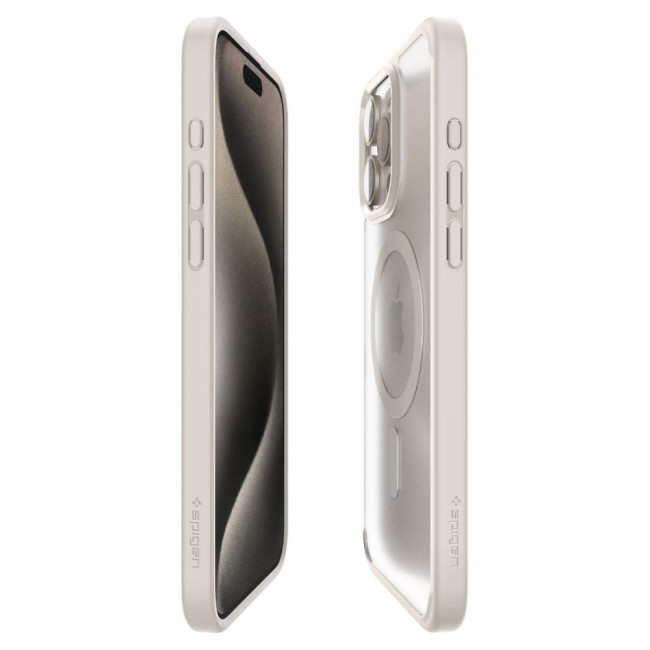 Spigen iPhone 15 Pro Ultra Hybrid Mag Σκληρή Θήκη με Πλαίσιο Σιλικόνης Και MagSafe - Frost Natural Titanium