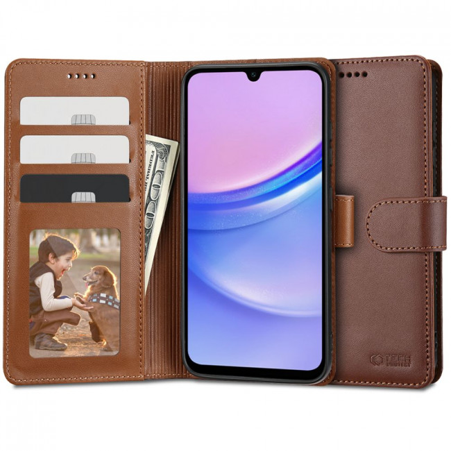 Tech-Protect Samsung Galaxy A15 4G / A15 5G Θήκη Πορτοφόλι Stand από Δερματίνη - Brown