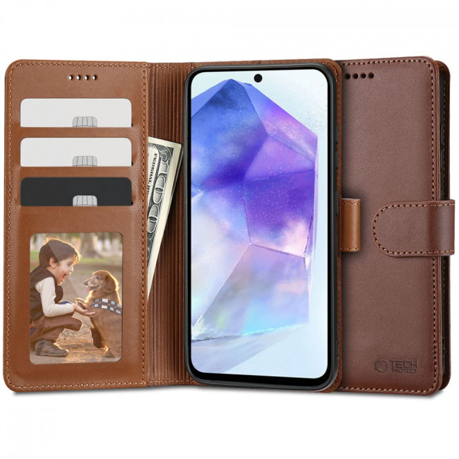 Tech-Protect Samsung Galaxy A55 5G Θήκη Πορτοφόλι Stand από Δερματίνη - Brown