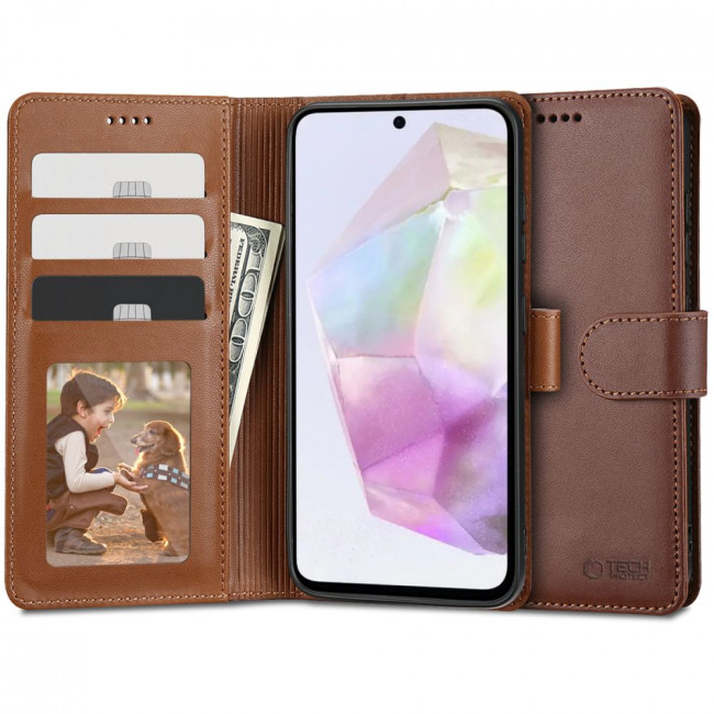 Tech-Protect Samsung Galaxy A35 5G Θήκη Πορτοφόλι Stand από Δερματίνη - Brown