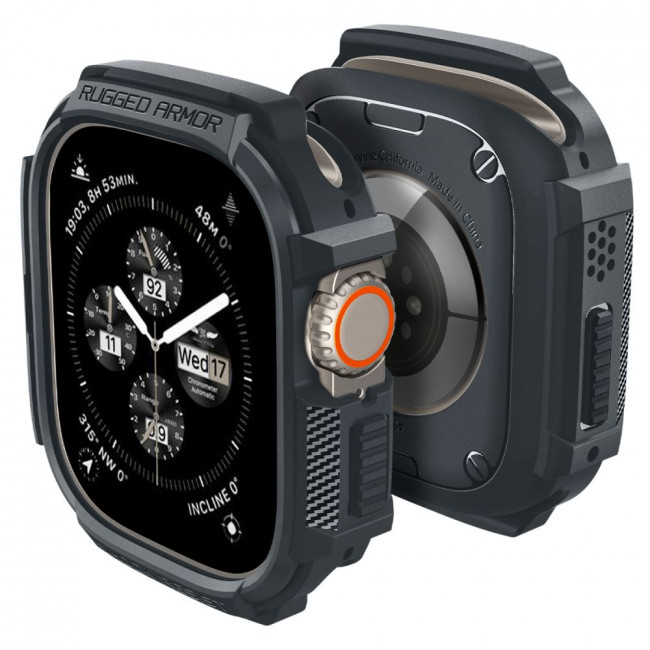 Spigen Θήκη Apple Watch Ultra / Ultra 2 - 49MM Rugged Armor - Dark Grey