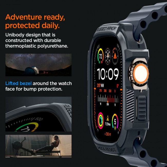 Spigen Θήκη Apple Watch Ultra / Ultra 2 - 49MM Rugged Armor - Dark Grey