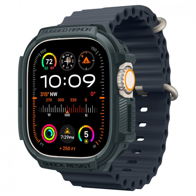 Spigen Θήκη Apple Watch Ultra / Ultra 2 - 49MM Rugged Armor - Abyss Green