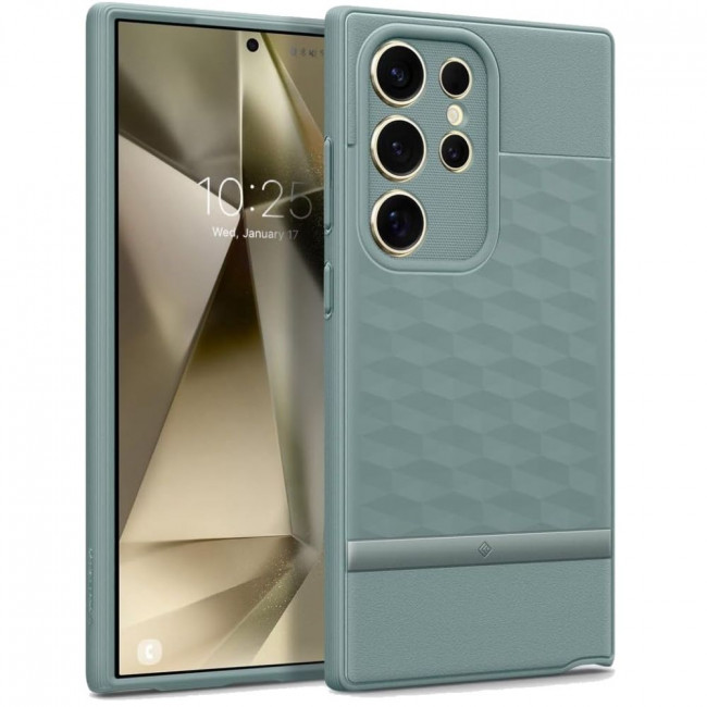 Caseology Samsung Galaxy S24 Ultra Parallax Θήκη Σιλικόνης με Σκληρό Πλαίσιο - Sage Green